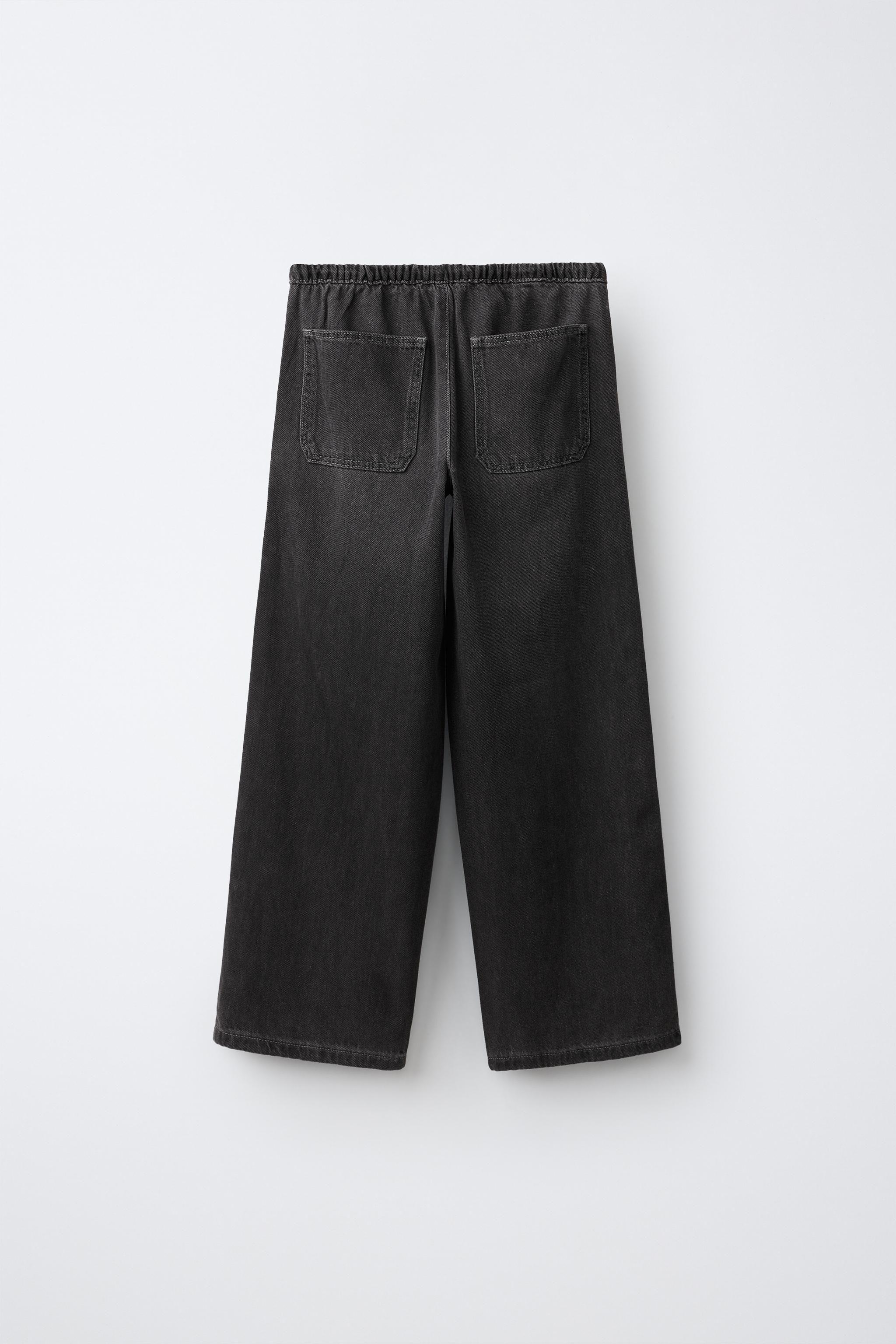STUDDED FLUID WIDE-LEG JEANS